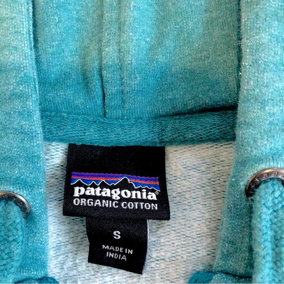 Patagonia Women’s Organic Cotton Full Zip Hooded Sweatshirt Sz Small Turquoise - Picture 2 of 13